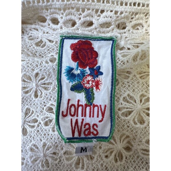 NWT Johnny Was Open Front Cream Eyelet Cardigan w/Lace & Floral Details - Picture 7 of 9